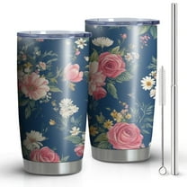20 Oz Pioneer Flower Coffee Tumbler Double Wall Insulated Stainless Steel Water Bottle | Metal Reusable Thermoses Flask with Cup Cap | Leak & Sweat Proof with Anti-Dust Lid