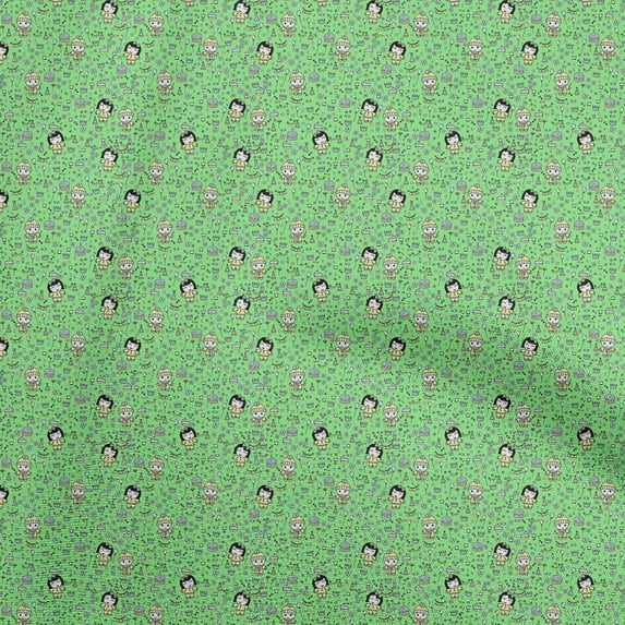 oneOone Cotton Cambric Pear Green Fabric Random Sewing Material Print Fabric By The Yard 42 Inch Wide