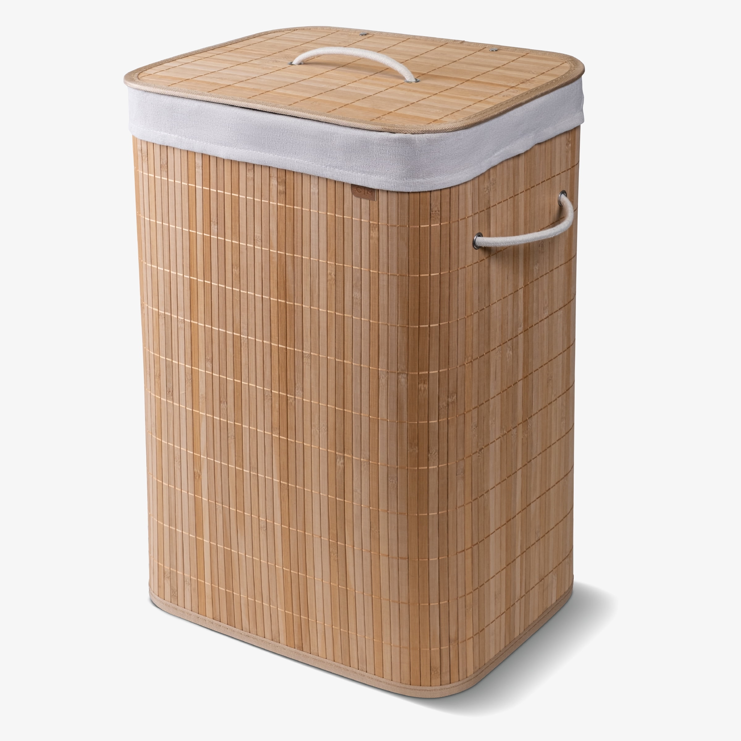 CleverMade Bamboo Single Hamper Luxe - Natural Bamboo/Cream