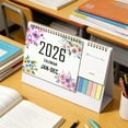 thumbnail image 4 of PLYZLE Small Desk Calendar 2026, Standing Desktop Calendar 12 Months, 2 in 1 Flip Calender with Sticky Note & Memo Pages, 9"x10", Thick Paper Floral Calendar for Home School and Office (D), 4 of 6
