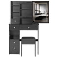 thumbnail image 4 of 29.2" Space-Saving Vanity Table with Adjustable LED Mirror & Stool - Touch-Control Tri-Color Lighting, Sliding Drawers, Compact Design for Small Bedrooms/Apartments, 4 of 9