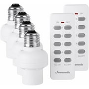 DEWENWILS Remote Control Light Socket, Wireless Bulb Base Holder Cap Socket Switch,E26/E27 Bulb Base,Programmable, 4 Sockets 2 Remotes,