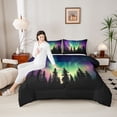 thumbnail image 4 of Homewish Aurora Borealis Bedding Comforter Set 2pcs for Boys Girls,Abstract Gradient Starry Sky Twin Comforter Sets Microfiber,Jungle Woodland Breathable Bedding Set,Ultra Soft Home Decor, 4 of 8