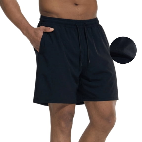 YUSHOW Men's Athletic Shorts Mesh Workout Gym Activewear 5'' Inseam Shorts with Pockets,L