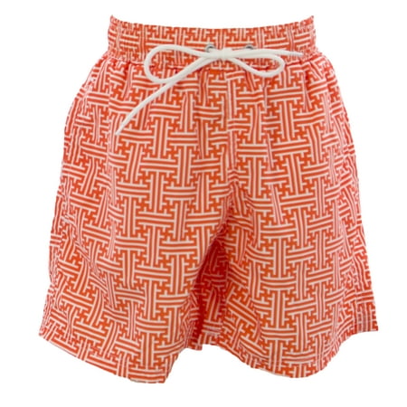 NAILA Toddler Boy's Line Printed Swim Trunks Sz 2 Years Orange