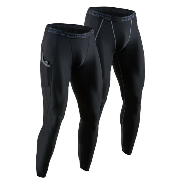 DEVOPS 2 Pack Men's Compression Pants Athletic Leggings With Pocket