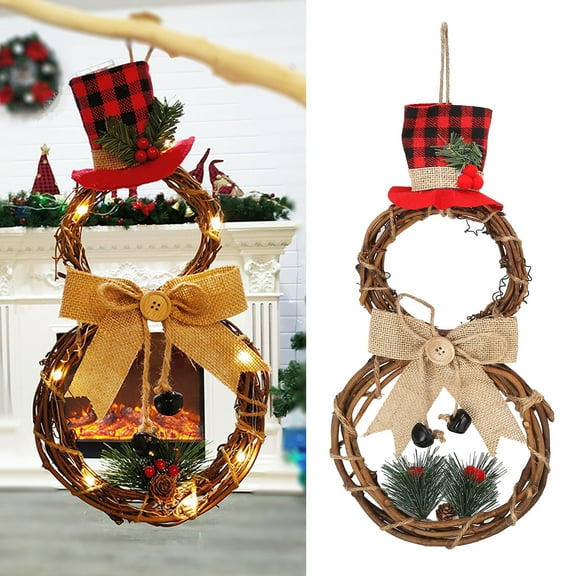 Ailao LED Christmas Snowman Wreath Christmas Door Decoration with Light for Home Decorations,Christmas Door Decoration,Christmas Door Wreath Decoration