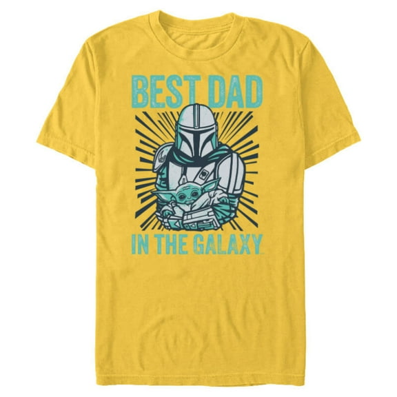 Star Wars The Mandalorian and Grogu Best Dad in the Galaxy - Short Sleeve Blended T-Shirt for Adults - Customized-Yellow