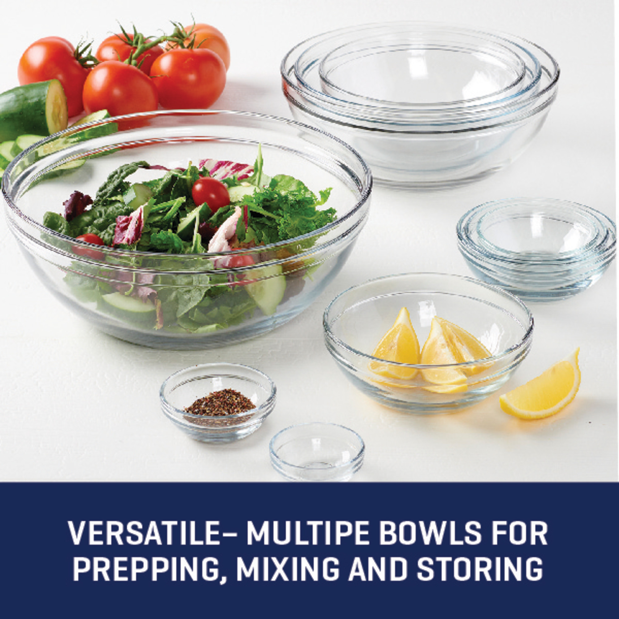 Mainstays Glass Mixing Bowls, 10 Piece Set - image 4 of 8
