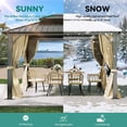 thumbnail image 4 of Dextrus Double Roof Hardtop Gazebo, Heavy Duty Gazebo with Netting and Curtains, Outdoor Galvanized Steel Vertical Stripes Roof for Patio, Backyard, Deck, Lawns-10x12ft, Brown, 4 of 10