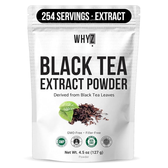 WHYZ Strong Black Tea Powder 4.5 oz, Zero Sugar Black Tea, Boost Energy & Health