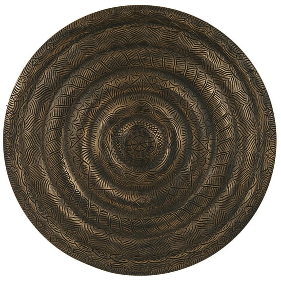 DecMode Bronze Wooden Carved Floral Wall Decor with Scroll and Leaf Details