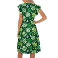 thumbnail image 2 of Yuyamidu V Neck Dress for Women St Patricks Day Dress A-Line Ruffle Sleeve Swing Flowy Midi Dresses Tiered Swing Dresses with Pockets Green, Size L, 2 of 8
