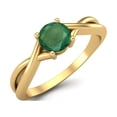 thumbnail image 2 of 0.50 Ctw Round Emerald Solitaire 925 Sterling SIlver Gold Vermeil Split Shank Valentines Day Gifts Ring, 2 of 4