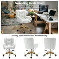 thumbnail image 5 of Desk Chair with Wheels and Arms Teddy Sherpa Comfortable Desk Chair for Home Office Height Adjustable Vanity Chair Modern Task Chair Computer Desk Chair White, 5 of 7
