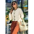 thumbnail image 7 of Arach&Cloz Women’s Bow Sweaters Fall Color Block Casual Cardigan Sweaters 2025, 7 of 7