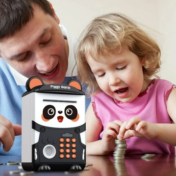 EGNMCR Children's Pandas Savings Bank Automatic Induction Roll Money Password Fingerprint Unlock Savings Box Children's Day Gift Toy Piggy bank