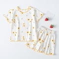 thumbnail image 2 of YunPes Toddler Girls Cute Floral Print Clothing Set Short Sleeve T-shirts & Shorts 2PC Outfits Lettuce Trim Graphic Loungewear Summer, 2 of 6