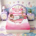 thumbnail image 3 of Manfei Pink-Blue Axolotl Twin Fitted Sheet,Watercolor Salamander Print Bedding,2pcs,1 Fitted Sheet and 1 Pillowcase, 3 of 6