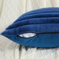 thumbnail image 3 of SURJDE Navy Blue Striped Decorative Throw Pillow Covers 22x22 Inch Set of 2,Square Fall Decorations Couch Pillow Case,Soft Cozy Faux Rabbit & Velvet Back,Modern Home Decor for Bed, 3 of 6