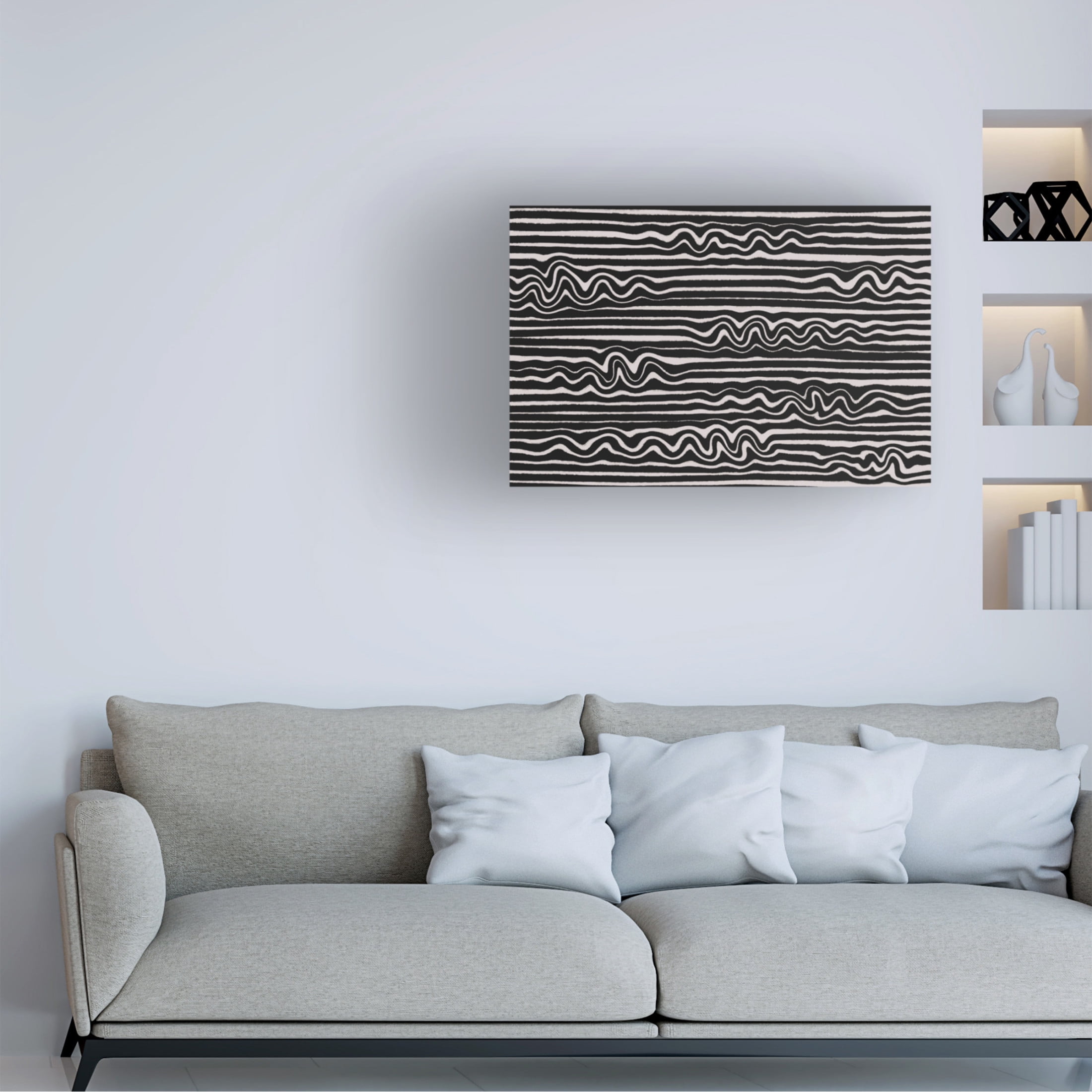 Canvas Wall Art - Treechild 'Wavey Stripes Square' Wall Art for Living Room, Bedroom, or Office D?cor by Trademark Fine Art - 47 x 30 Inches