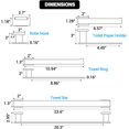 thumbnail image 3 of Brass Brushed Gold Bathroom Hardware Accessories Wall Mounted 4 Piece 23.6 Inch Towel Bar Set Modern Square-Shaped Towel Hanger Toilet Paper Holder Double Prong Robe Hook, 3 of 3