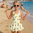 thumbnail image 3 of Xixirimido Cute Bees Sunflower Print Girls One Piece Swimsuits Modest Bathing Suit for Kids Hawaiian Swimwear with Skirt Sleeveless Swim Dress for Beach Water Park, 6-7 Years, 3 of 7