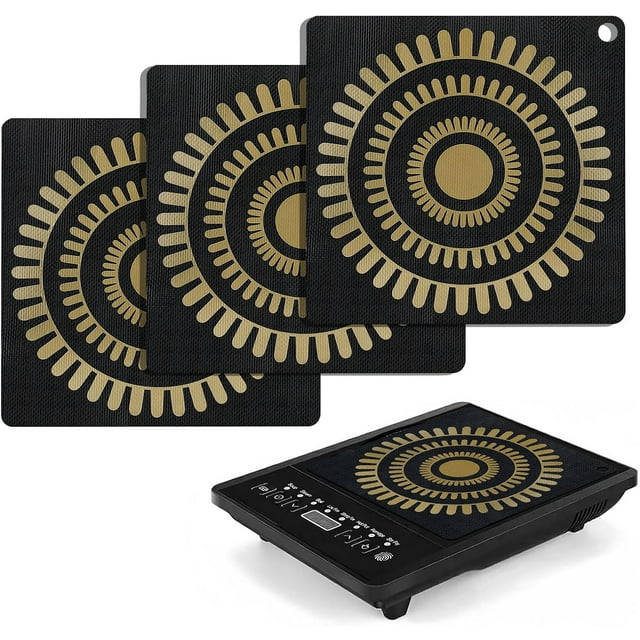 3 Pieces Silicone Induction Cooktop Mat, 9.4 inch Mat for Induction Cooktop, Thermochromic Silicone Induction Cooktop Protector (9.8 inch)