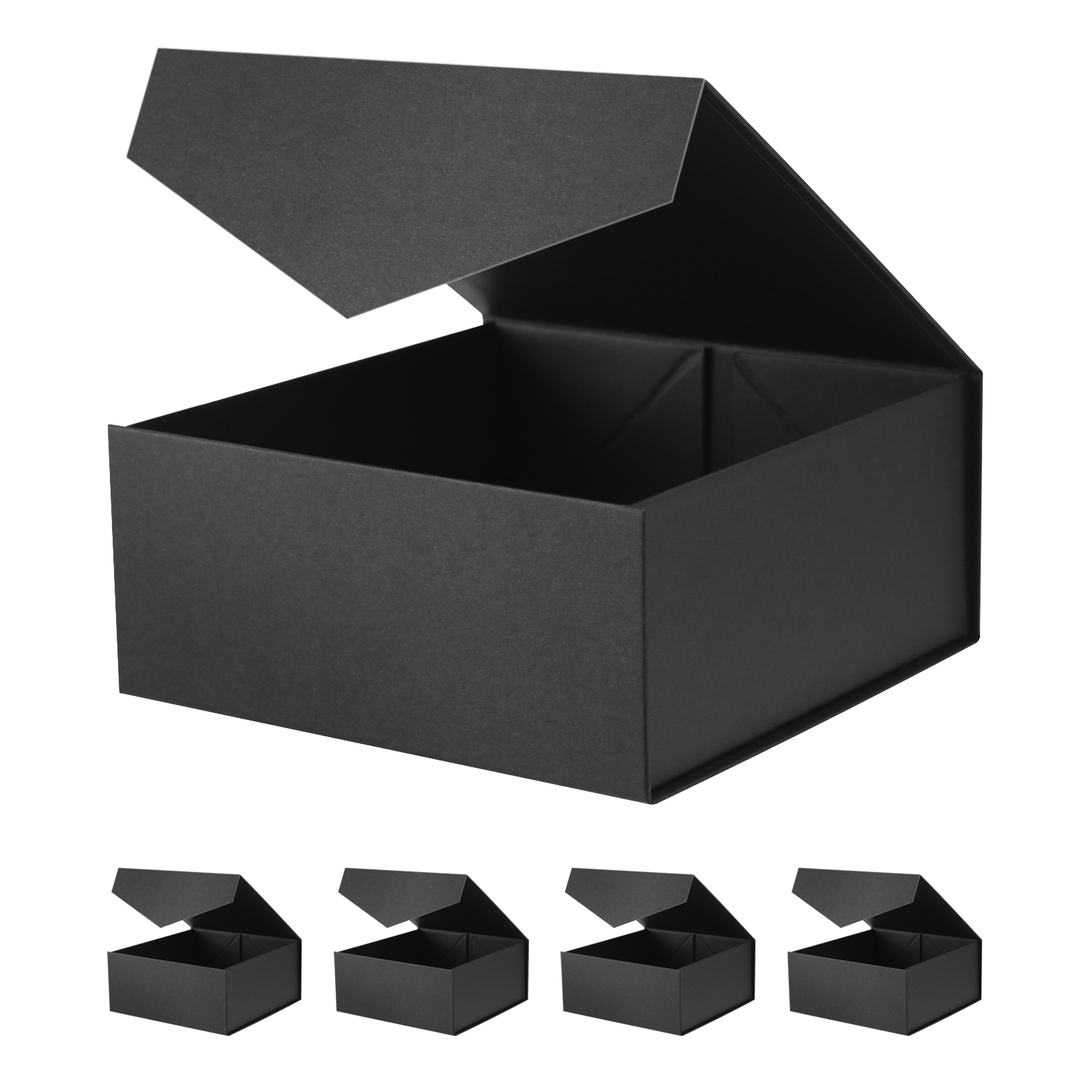 5 Gift Boxes 7.5x7.5x3 Inches, Gift Boxes with Lids, Black Gift Boxes
