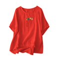 thumbnail image 1 of Birdeem T-Shirt Décontracté de Mode pour Femmes à Manches Courtes, Chandail à Col en V, Hauts, Blouse, 1 of 1