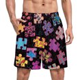 thumbnail image 1 of NICKSUN Shorts de Pyjama Amusants pour Hommes, Bas de Pyjama Courts Doux avec Poches, Imprimé Léopard Casse-Tête, m, 1 of 5