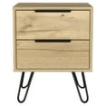 thumbnail image 1 of FM FURNITURE Nuvo Table de Chevet Moderne en Métal pour Chambre avec 2 Tiroirs en Chêne Clair, 1 of 6