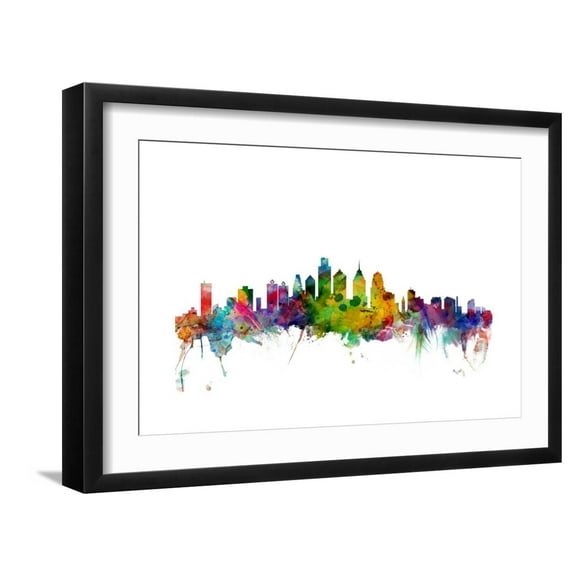 Art.com Philadelphia Pennsylvania Skyline Art Print by Michael Tompsett, Black Frame Wall Art, 23" x 17"
