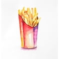 thumbnail image 2 of Atelier B Art Studio 12x12 Black Ornate Wood Framed with Double Matting Museum Art Print Titled - Watercolor French Fries, 2 of 4