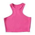 thumbnail image 1 of AherBiu Workout Tops for Women Racerback Sleeveless Cropped Ribbed Tank Top Crewneck Slim Yoga Cami Shirt, 1 of 3