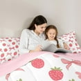 thumbnail image 4 of Manfei Chic Bowknot Bow Bedding Toddler Comforter Set,Cute Strawberry Down Comforter,Pink Flower Floral Bedding Sets Toddler with Comforter,Lightweight Bedroom Decorative Reversible,2 Pieces, 4 of 7