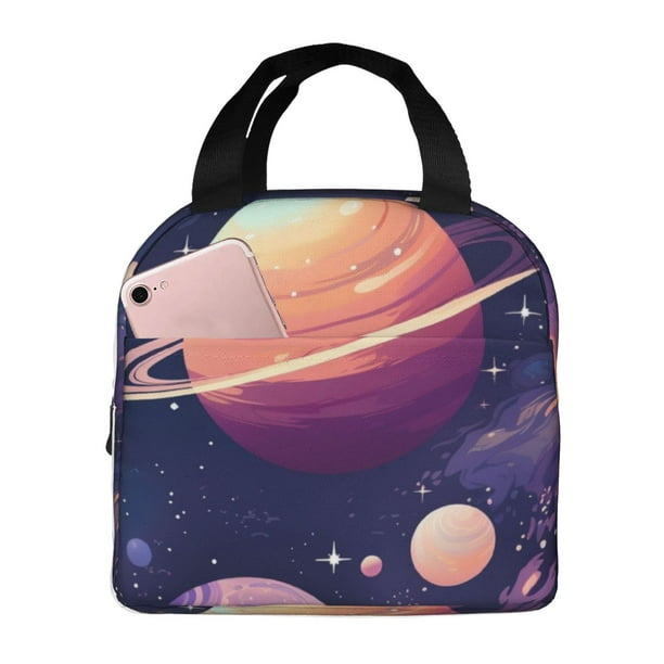 Easygdp Planet Pastel Galaxy Bolsa Térmica Premium - Tela Oxford Impermeable, Gran Capacidad, Bolsillo Frontal, Unisex para Trabajo, Escuela, Actividades al Aire Libre y Picnics