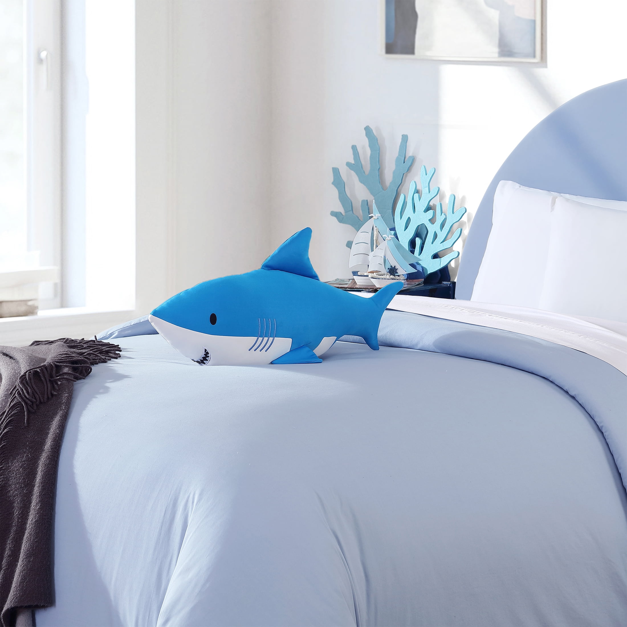 Your Zone Shark Cooling Pillow, Blue, 20 in x 8 in