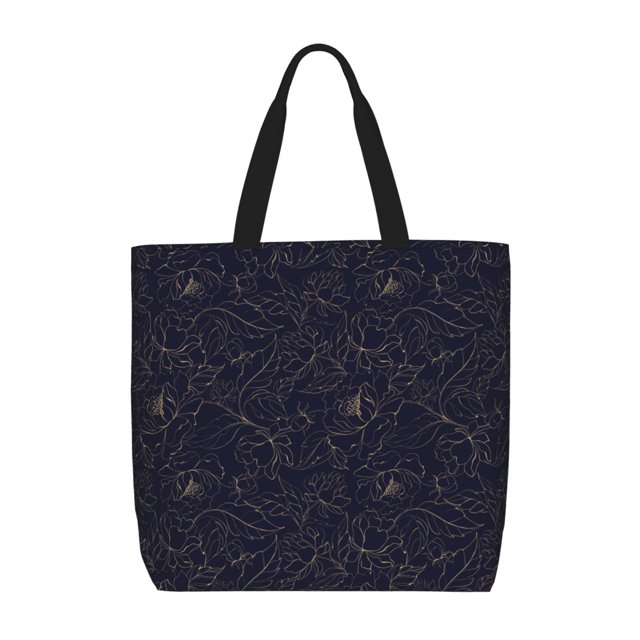 Fotbe Copper-Gold Gloss Outline Peony Bolsa Tote con Estampado para Mujer, Bolsos con Cremallera, Bolsa de Hombro Casual de Gran Capacidad con Bolsillos Internos