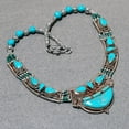 thumbnail image 2 of Turquoise Gemstone Necklace Tibetan Handmade Antique Nepali Jewelry 18" NN 6971, 2 of 2