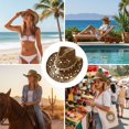 thumbnail image 5 of Jiibva Straw Cowboy Hats for Women Shell Decoration Western Cowgirl Hat Holiday Beach Sun Hat Hollow Out Wide Brim Summer Cowboy Hats for Beach Outdoor, 5 of 7