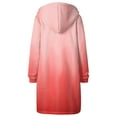 thumbnail image 3 of ATOYSOY Workout Gradient Tops Loose Hoodies Jackets for Women Trendy Open Front Shackets Winter Long Sleeve Midi Length Coat Casual Sweatshirts Pink XL, 3 of 5