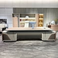 thumbnail image 3 of Luxury Reception Office Desk Computer Monitor Corner Organizer Writing Office Desk Meeting Bureau Meuble Italian Furniture My Lux Decor Round, 3 of 14