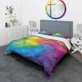 thumbnail image 1 of Designart 'Rainbow 3D Triangular Geometry' Modern & Contemporary Bedding Set - Duvet Cover & Shams, 1 of 4