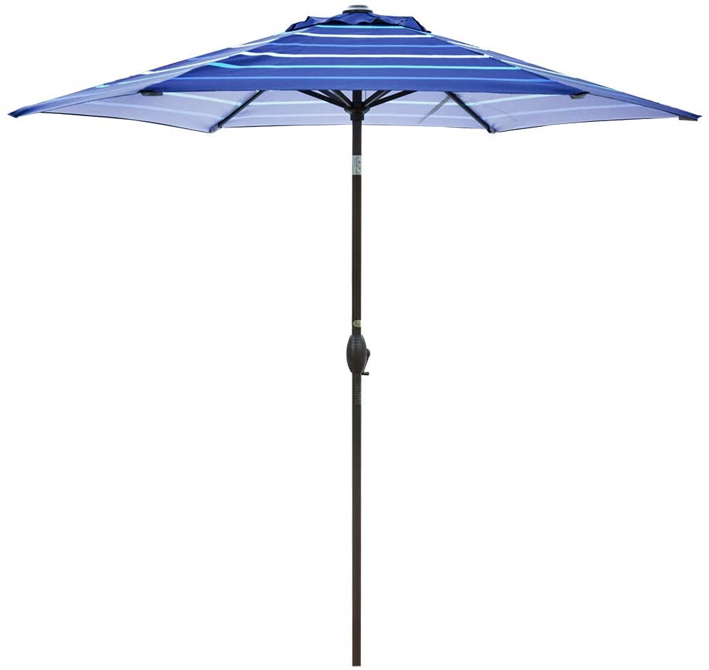 Abba Patio 9ft Striped Patio Umbrella Outdoor Umbrella Patio Market Table Umbrella With Push Button Tilt And Crank For Garden Lawn Deck Backyard Pool Dark Blue Stripe Walmart Com Walmart Com