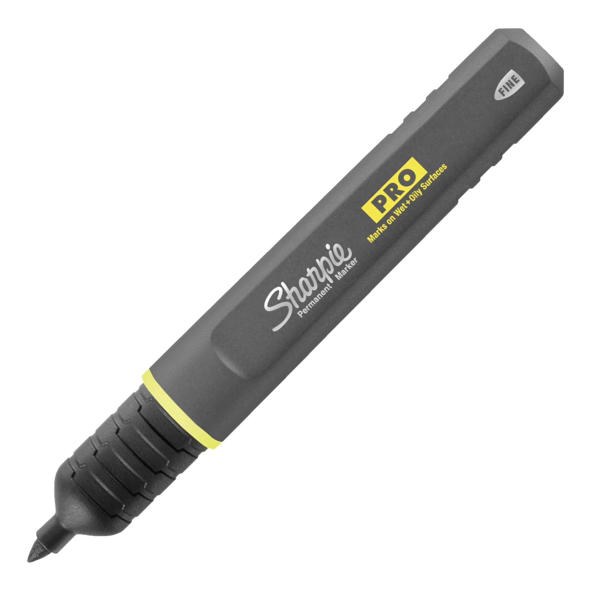 Sharpie® PRO Permanent Markers, Fine Point, Black/Gray Barrel, Black Ink, Pack Of 12 Markers