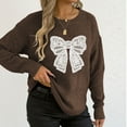 thumbnail image 4 of Karight Women's Casual Crew Neck Sweaters Pullover Embroidery Lace Butterfly Sweater Comfortable Long Sleeve Top, 4 of 6