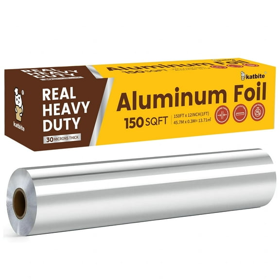 Katbite Aluminum Foil Heavy Duty Aluminum Foils Roll with Serrated Cutter,12inx150SQ.FT
