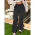 thumbnail image 3 of Women's Loose Straight Leg Denim Overalls, Classic Multi-Pocket Design, Non-Stretch Regular Zipper Button Pants, Comfortable And Versatile, Suitable For Everyday Wear And Outdoor Activities, 3 of 8