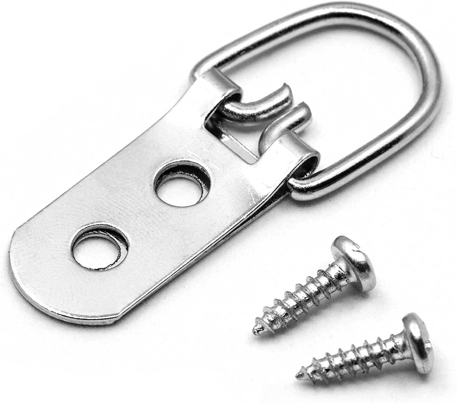 PHS Heavy Duty D Ring Picture Hangers - 50 Pack - 2 Hole with Screws - D Rings Heavy Duty, Painting Hangers, Support 40 lbs